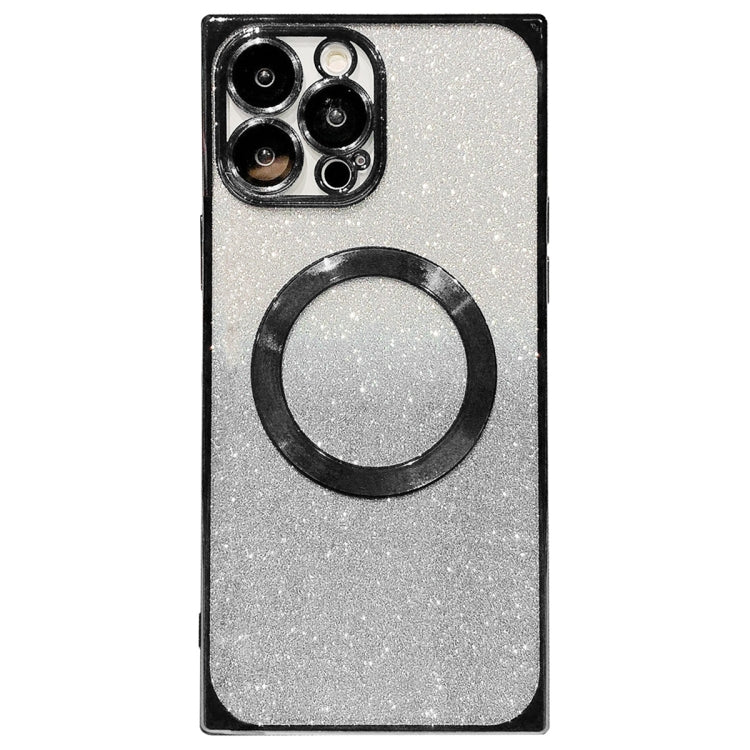 For iPhone 12 Pro Square Gradient Magsafe Electroplating TPU Phone Case(Black) - iPhone 12 / 12 Pro Cases by buy2fix | Online Shopping UK | buy2fix