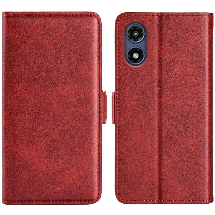 For Motorola Moto G Play 2024 Dual-side Magnetic Buckle Horizontal Flip Leather Phone Case(Red) - Motorola Cases by buy2fix | Online Shopping UK | buy2fix