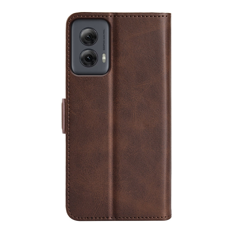 For Motorola Moto G Power 5G 2024 Dual-side Magnetic Buckle Horizontal Flip Leather Phone Case(Brown) - Motorola Cases by buy2fix | Online Shopping UK | buy2fix