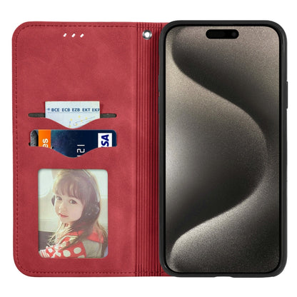 For iPhone 16 Pro Retro Skin Feel Magnetic Flip Leather Phone Case(Red) - iPhone 16 Pro Cases by buy2fix | Online Shopping UK | buy2fix