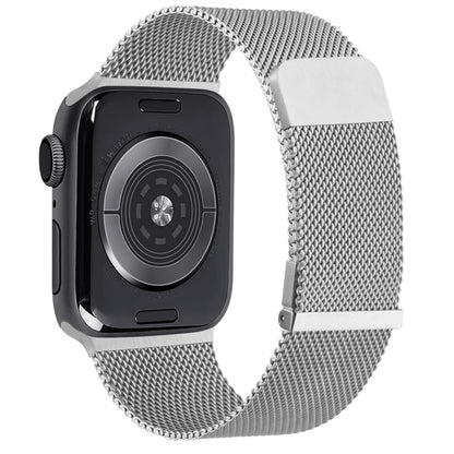 For Apple Watch 6 44mm Milan Double Magnetic Steel Mesh Watch Band(Silver) - Watch Bands by buy2fix | Online Shopping UK | buy2fix