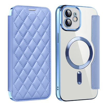 For  iPhone 11 Shield Magsafe RFID Anti-theft Rhombus Leather Phone Case(Blue) - iPhone 11 Cases by buy2fix | Online Shopping UK | buy2fix