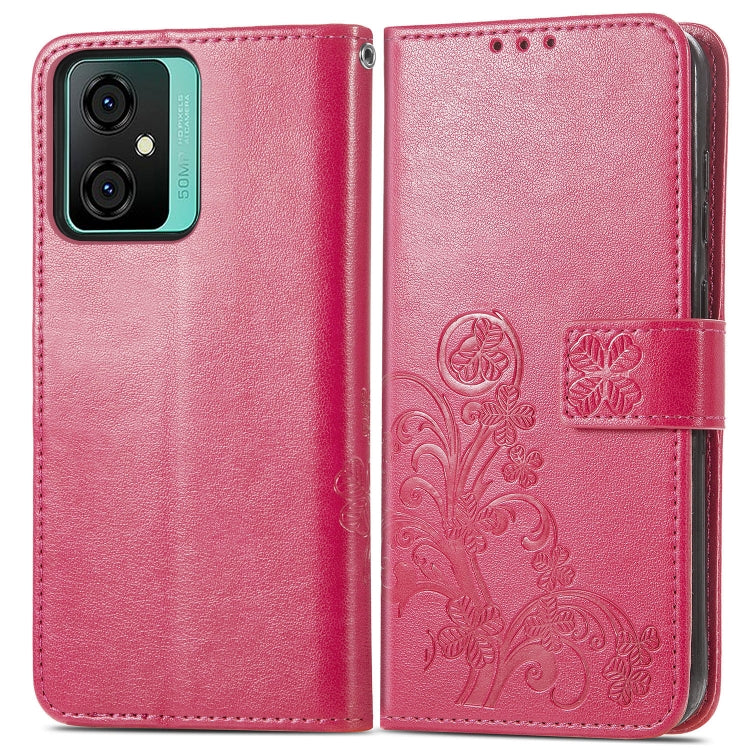 For Blackview Oscal C70 Four-leaf Clasp Embossed Buckle Leather Phone Case(Magenta) - More Brand by buy2fix | Online Shopping UK | buy2fix