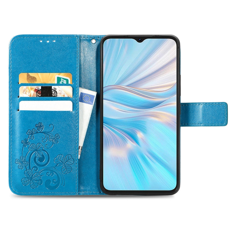 For Blackview Oscal C70 Four-leaf Clasp Embossed Buckle Leather Phone Case(Blue) - More Brand by buy2fix | Online Shopping UK | buy2fix