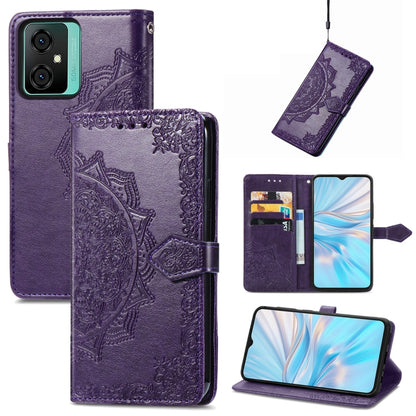 For Blackview C70 Mandala Flower Embossed Leather Phone Case(Purple) - More Brand by buy2fix | Online Shopping UK | buy2fix