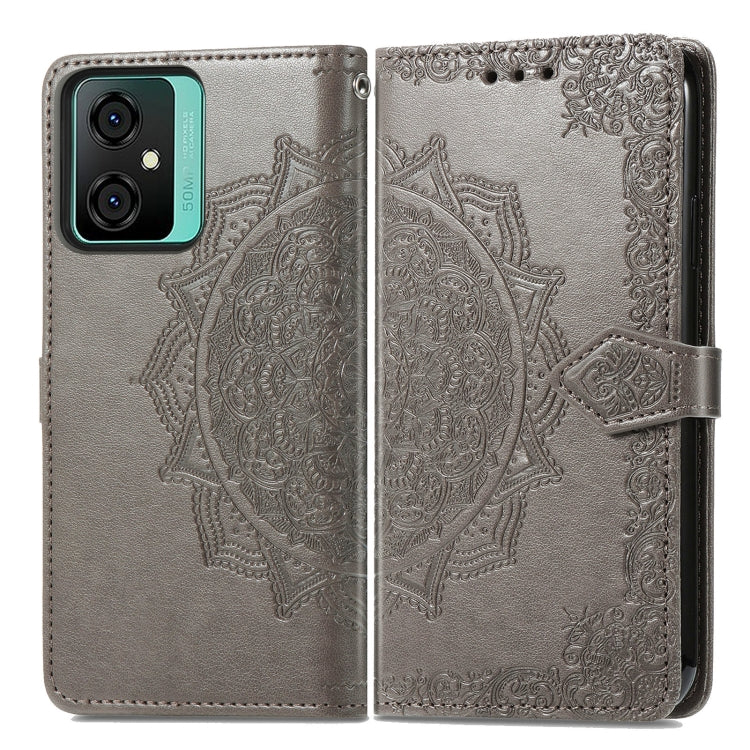 For Blackview C70 Mandala Flower Embossed Leather Phone Case(Gray) - More Brand by buy2fix | Online Shopping UK | buy2fix