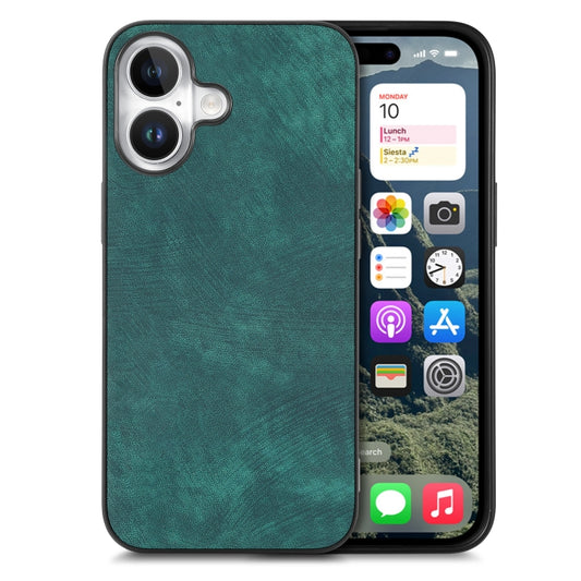 For iPhone 16 Plus Vintage Leather PC Back Cover Phone Case(Green) - iPhone 16 Plus Cases by buy2fix | Online Shopping UK | buy2fix