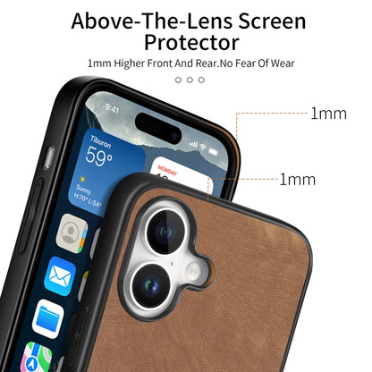 For iPhone 16 Plus Vintage Leather PC Back Cover Phone Case(Brown) - iPhone 16 Plus Cases by buy2fix | Online Shopping UK | buy2fix