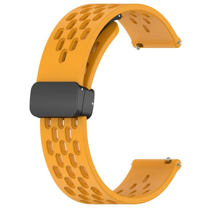 For Amazfit GTS 2 Mini 20mm Folding Magnetic Clasp Silicone Watch Band(Yellow) - Watch Bands by buy2fix | Online Shopping UK | buy2fix
