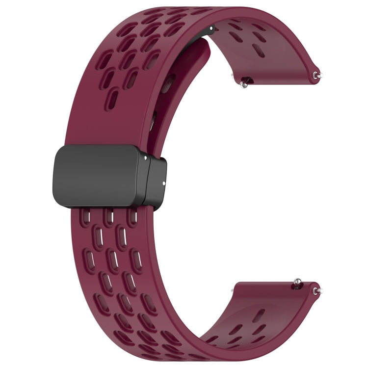 For Huawei Watch GT3 46mm 22mm Folding Magnetic Clasp Silicone Watch Band(Wine Red) - Watch Bands by buy2fix | Online Shopping UK | buy2fix