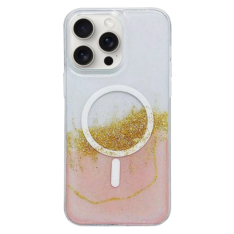 For iPhone 15 Pro Max MagSafe Gilding Hybrid Clear TPU Phone Case(Pink) - iPhone 15 Pro Max Cases by buy2fix | Online Shopping UK | buy2fix