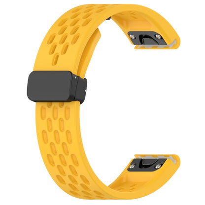 For Garmin Epix Pro 42mm 20mm Folding Buckle Hole Silicone Watch Band(Yellow) - Watch Bands by buy2fix | Online Shopping UK | buy2fix