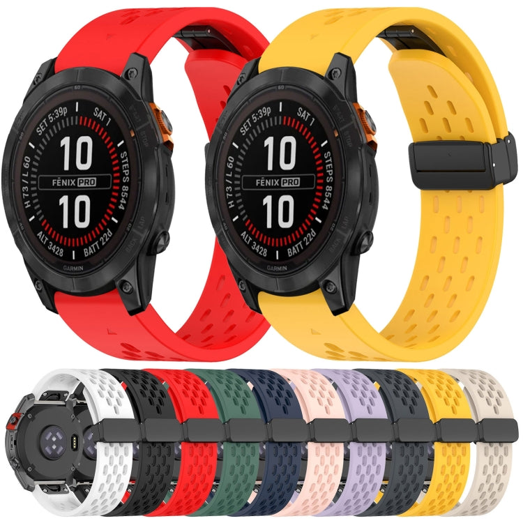 For Garmin Fenix 7S Sapphire Solar 20mm Folding Buckle Hole Silicone Watch Band(Red) - Watch Bands by buy2fix | Online Shopping UK | buy2fix