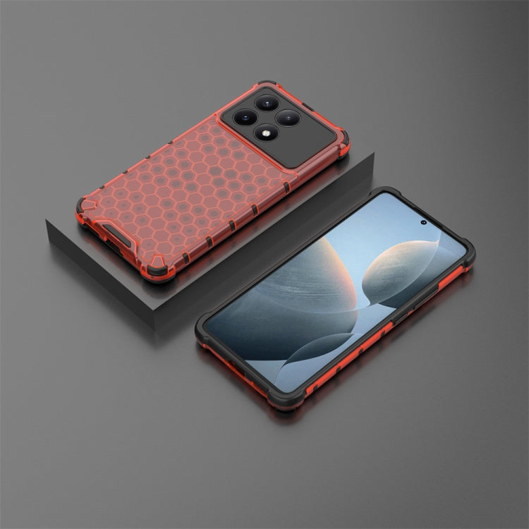 For Redmi K70E Shockproof Honeycomb Phone Case(Red) - K70E Cases by buy2fix | Online Shopping UK | buy2fix