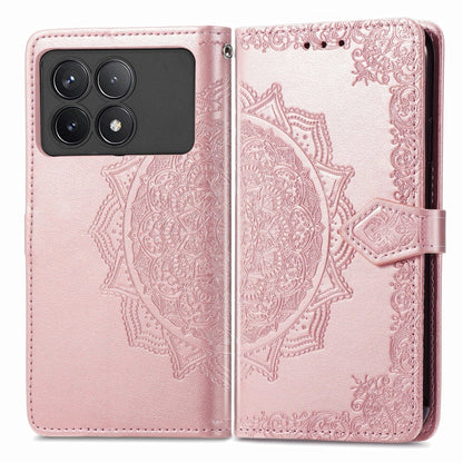 For Xiaomi Redmi K70 Mandala Flower Embossed Leather Phone Case(Rose Gold) - K70 Cases by buy2fix | Online Shopping UK | buy2fix