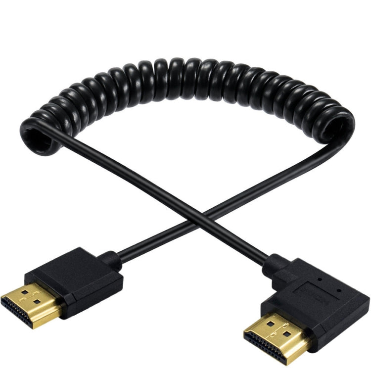 JUNSUNMAY 4K 60Hz HDMI Male to Male HDMI 2.0V Elbow Head Spring Cable, Length:1.2m(Right) - Cable by JUNSUNMAY | Online Shopping UK | buy2fix