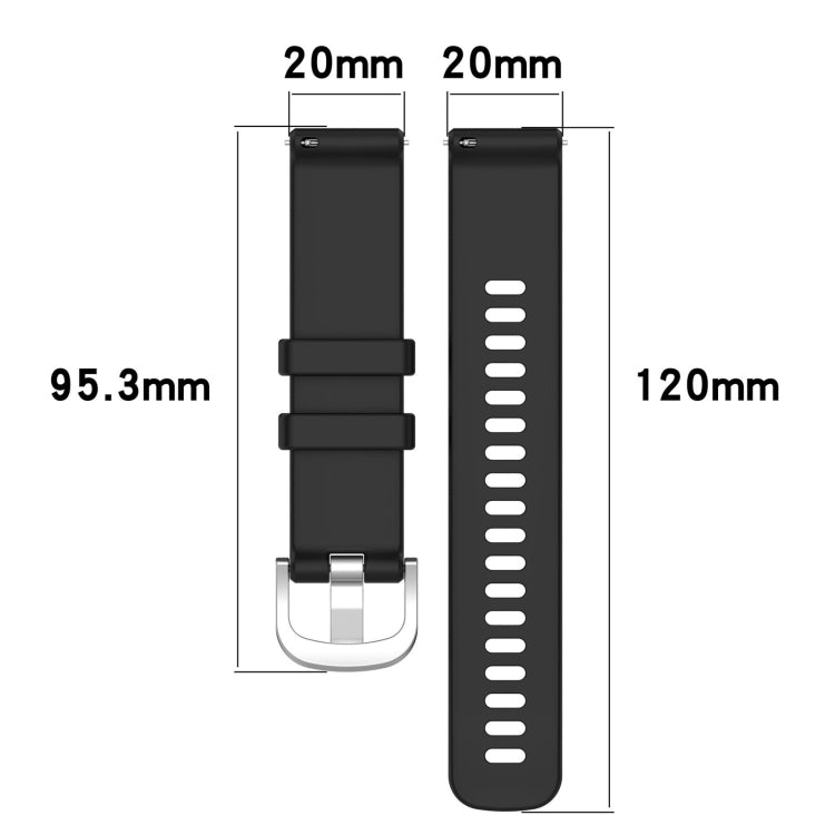 For Garmin Forerunner 645 / 645 Music Liquid Glossy Silver Buckle Silicone Watch Band(Black) - Watch Bands by buy2fix | Online Shopping UK | buy2fix