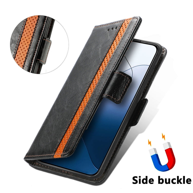 For Xiaomi 14 CaseNeo Splicing Dual Magnetic Buckle Leather Phone Case(Black) - 14 Cases by buy2fix | Online Shopping UK | buy2fix