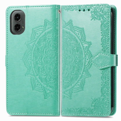 For Motorola Moto G 2024 Mandala Flower Embossed Leather Phone Case(Green) - Motorola Cases by buy2fix | Online Shopping UK | buy2fix