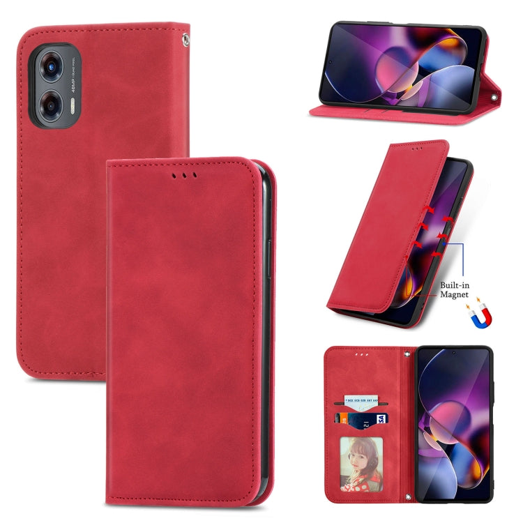 For Motorola Moto G Stylus 5G 2024 Retro Skin Feel Magnetic Flip Leather Phone Case(Red) - Motorola Cases by buy2fix | Online Shopping UK | buy2fix