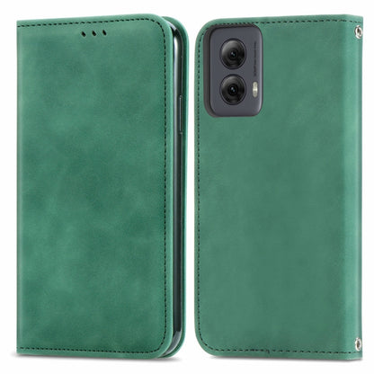 For Motorola Moto G Power 5G 2024 Retro Skin Feel Magnetic Flip Leather Phone Case(Green) - Motorola Cases by buy2fix | Online Shopping UK | buy2fix