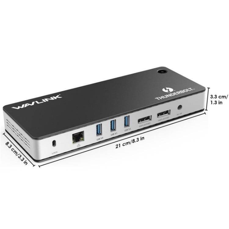 WAVLINK UTD21H 11 in 1 4K Dual DisplayPort Hub Converter Thunderbolt 3 Docking Station, Plug:UK Plug - USB HUB by WAVLINK | Online Shopping UK | buy2fix