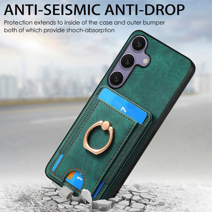 For Samsung Galaxy S25 5G Retro Splitable Magnetic Card Bag Leather Phone Case(Green) - Galaxy Phone Cases by buy2fix | Online Shopping UK | buy2fix