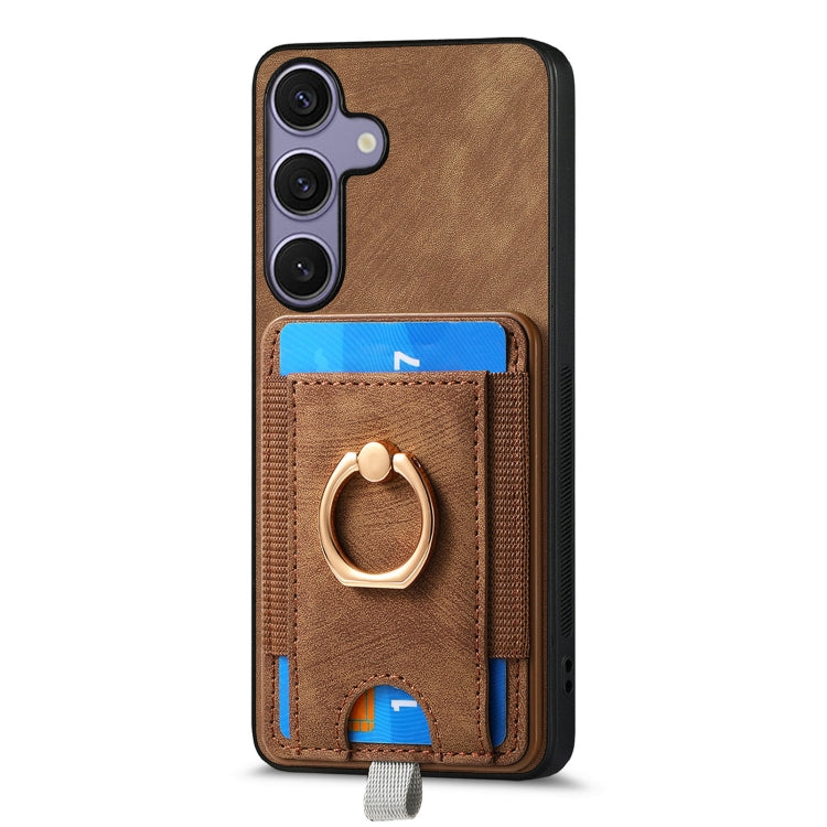 For Samsung Galaxy S25 Ultra 5G Retro Splitable Magnetic Card Bag Leather Phone Case(Brown) - Galaxy Phone Cases by buy2fix | Online Shopping UK | buy2fix