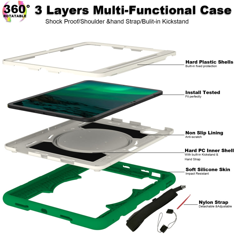 For iPad Air 11 2024 Silicone Hybrid PC Shockproof Tablet Case with Shoulder Strap(Classic Green) - iPad Air 11 2024 Cases by buy2fix | Online Shopping UK | buy2fix