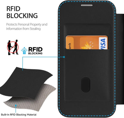 For iPhone 13 Pro MagSafe RFID Blocking Adsorption Flip Leather Phone Case(Blue) - iPhone 13 Pro Cases by buy2fix | Online Shopping UK | buy2fix