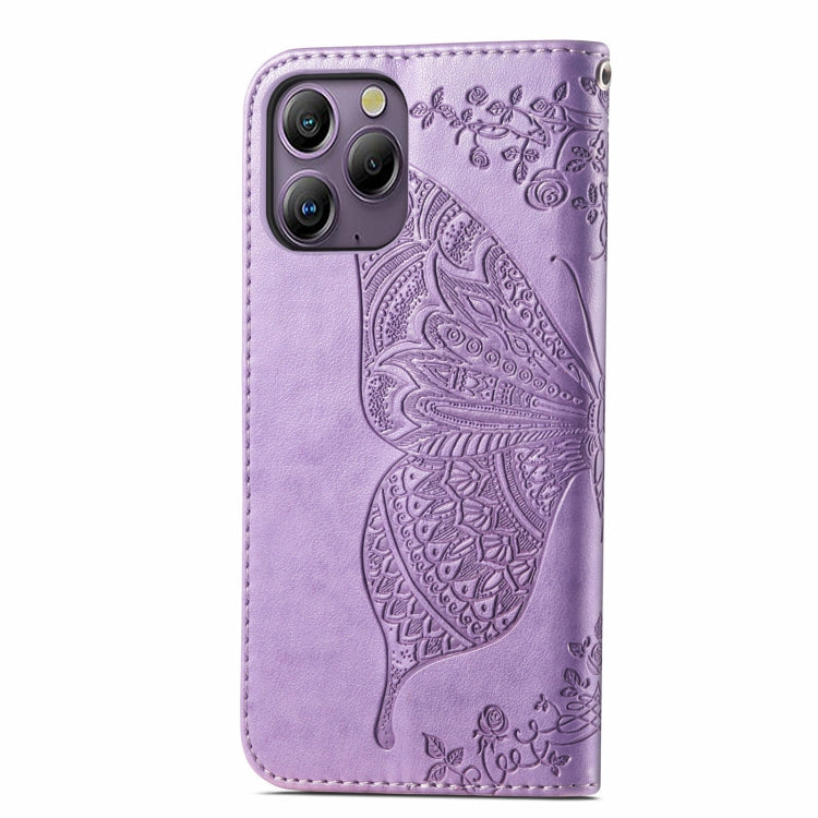 For Blackview A96 Butterfly Love Flower Embossed Leather Phone Case(Light Purple) - More Brand by buy2fix | Online Shopping UK | buy2fix