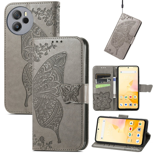 For Blackview Shark 8 Butterfly Love Flower Embossed Leather Phone Case(Gray) - More Brand by buy2fix | Online Shopping UK | buy2fix