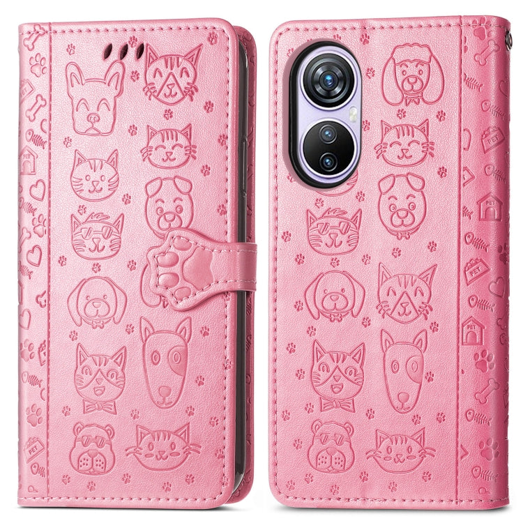 For Blackview A200 Pro Cat and Dog Embossed Leather Phone Case(Pink) - More Brand by buy2fix | Online Shopping UK | buy2fix