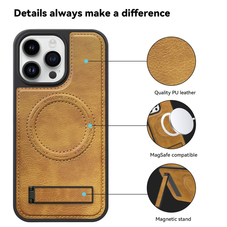 For iPhone 14 Multi-function Holder MagSafe PU Phone Case(Mulberry) - iPhone 14 Cases by buy2fix | Online Shopping UK | buy2fix