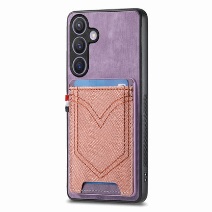 For Samsung Galaxy S25+ 5G Denim Texture Leather Skin Phone Case with Card Slot(Purple) - Galaxy S25+ 5G Cases by buy2fix | Online Shopping UK | buy2fix