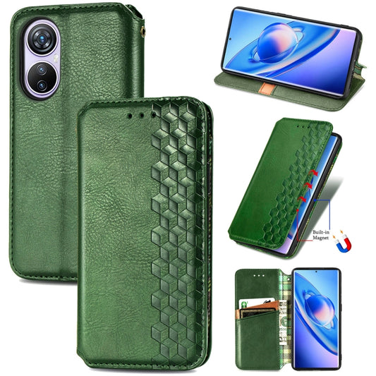 For Blackview A200 Pro Cubic Grid Pressed Magnetic Leather Phone Case(Green) - More Brand by buy2fix | Online Shopping UK | buy2fix