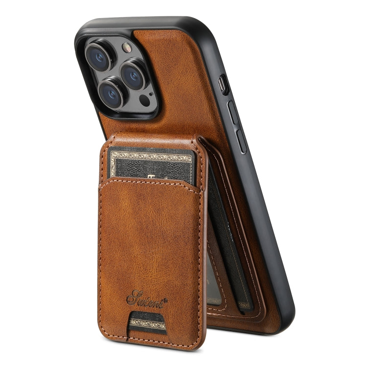 For iPhone 13 Suteni H15 MagSafe Oil Eax Leather Detachable Wallet Back Phone Case(Brown) - iPhone 13 Cases by Suteni | Online Shopping UK | buy2fix