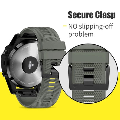 For Garmin Fenix 5 22mm Quick Release Silicone Watch Band(Grey) - Watch Bands by buy2fix | Online Shopping UK | buy2fix