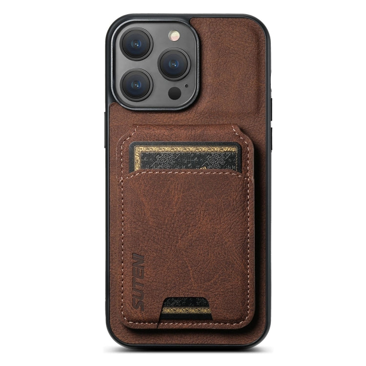 For iPhone 16 Pro Max Suteni H02 Litchi Leather Card Wallet Stand Back Phone Case(Brown) - iPhone 16 Pro Max Cases by Suteni | Online Shopping UK | buy2fix