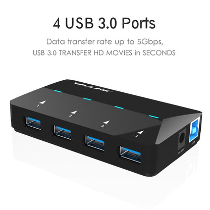 WAVLINK WL-UH3042P1 2.4A Fast Charging Adapter for Keyboard Mouse 4-Port USB3.0 HUB(EU Plug) - USB 3.0 HUB by WAVLINK | Online Shopping UK | buy2fix