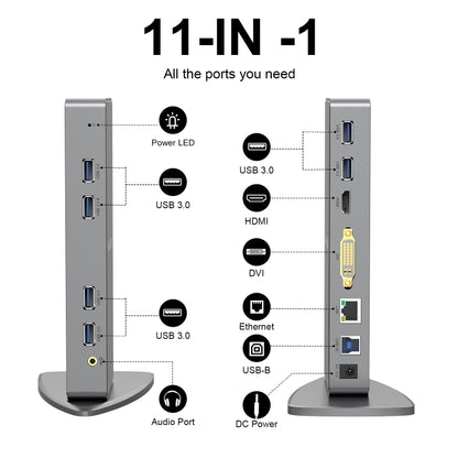 WAVLINK WL-UG39DK7 USB3.0 Hub Adapter Multi-Screen Graphics Card Universal Docking Station, Plug:US Plug - USB HUB by WAVLINK | Online Shopping UK | buy2fix