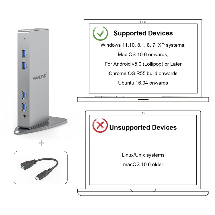 WAVLINK WL-UG39DK7 USB3.0 Hub Adapter Multi-Screen Graphics Card Universal Docking Station, Plug:US Plug - USB HUB by WAVLINK | Online Shopping UK | buy2fix