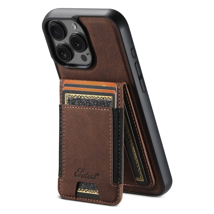 For iPhone 16 Pro Max Suteni H17 Litchi Texture Leather MagSafe Detachable Wallet Phone Case(Brown) - iPhone 16 Pro Max Cases by Suteni | Online Shopping UK | buy2fix