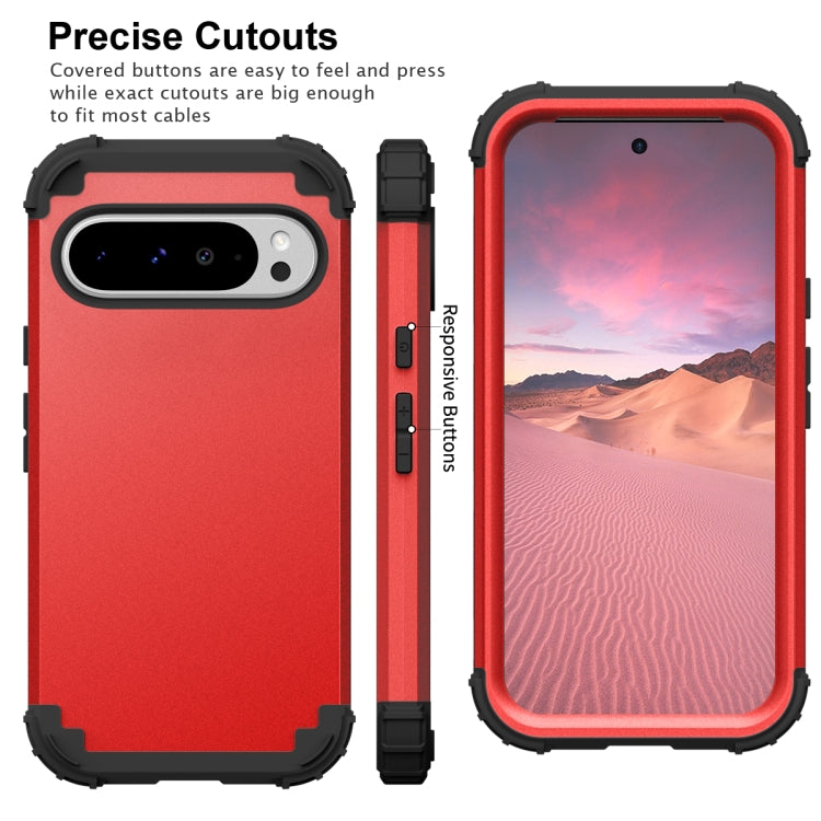 For Google Pixel 9 Pro XL 3 in 1 Silicone Hybrid PC Shockproof Phone Case(Red) - Google Cases by buy2fix | Online Shopping UK | buy2fix