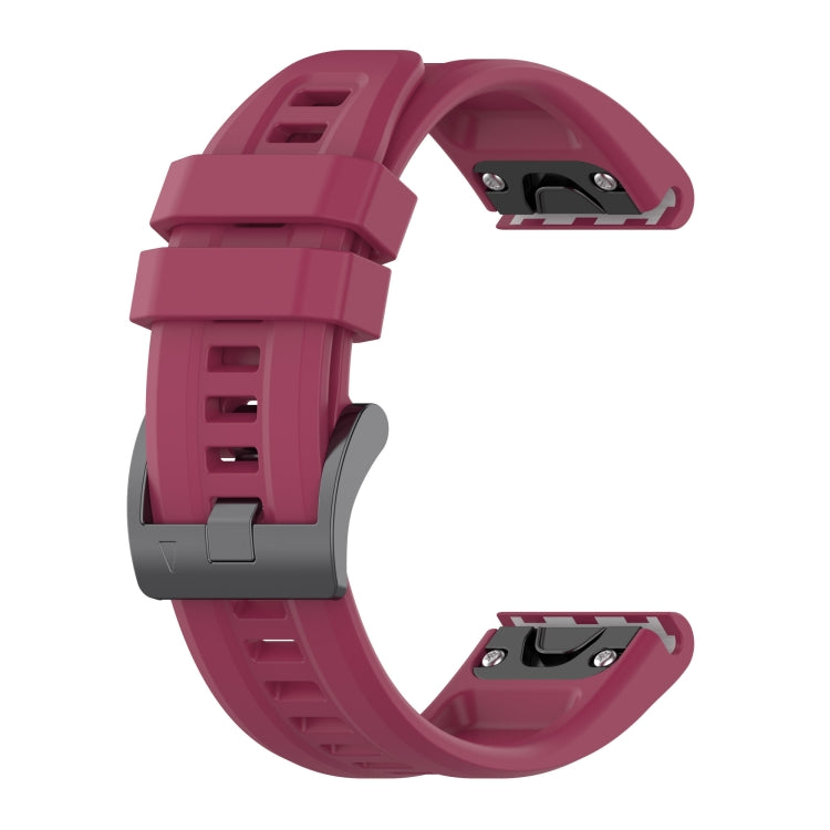 For Garmin Fenix 7 Pro Solid Color Black Buckle Silicone Quick Release Watch Band(Wine Red) - Watch Bands by buy2fix | Online Shopping UK | buy2fix