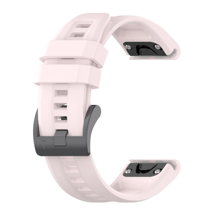 For Garmin Fenix 5 / Fenix 5 Plus Solid Color Black Buckle Silicone Quick Release Watch Band(Pink) - Watch Bands by buy2fix | Online Shopping UK | buy2fix