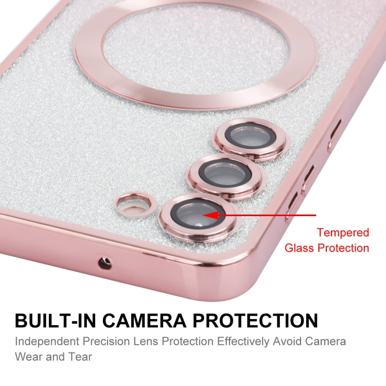 For Samsung Galaxy S24+ 5G ENKAY Hat-Prince Magnetic Glitter Plated TPU Phone Case with Lens Film(Pink) - Galaxy S24+ 5G Cases by ENKAY | Online Shopping UK | buy2fix