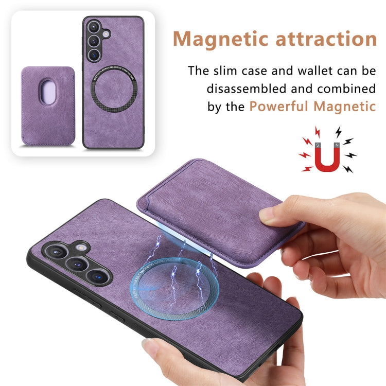 For Samsung Galaxy S24 5G Retro Leather Card Bag Magnetic Phone Case(Purple) - Galaxy S24 5G Cases by buy2fix | Online Shopping UK | buy2fix