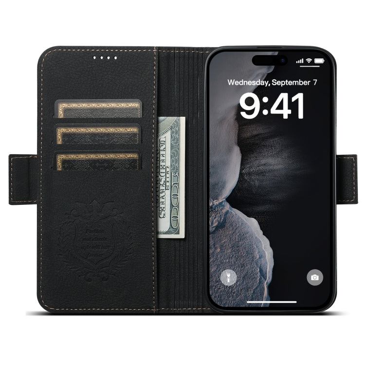 For iPhone 12 / 12 Pro SUTENI J07 Multifunctional Horizontal Flip Magsafe Leather Phone Case(Black) - iPhone 12 / 12 Pro Cases by Suteni | Online Shopping UK | buy2fix
