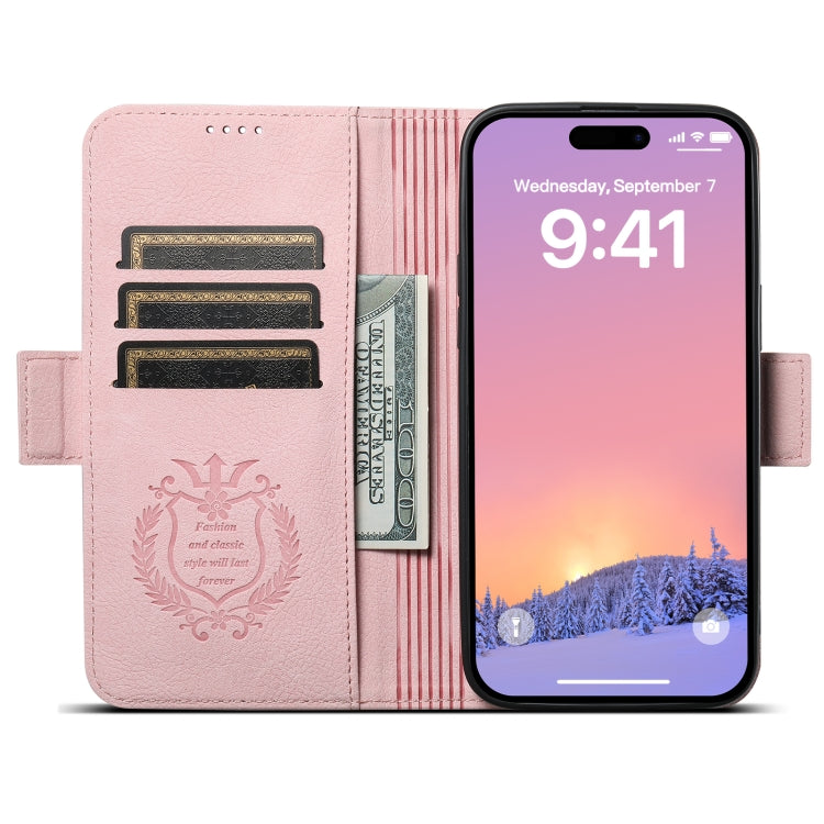 For iPhone 14 Pro Max SUTENI J07 Multifunctional Horizontal Flip Magsafe Leather Phone Case(Pink) - iPhone 14 Pro Max Cases by Suteni | Online Shopping UK | buy2fix
